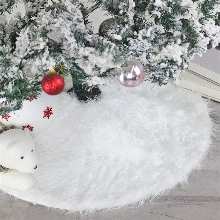 Falda blanca de piel sintética suave para árbol de Navidad